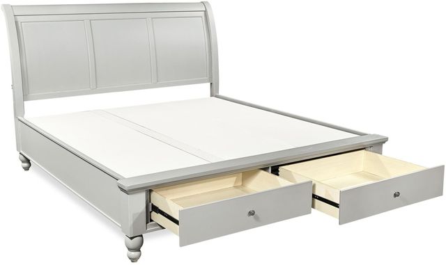 aspenhome® Cambridge Light Gray Paint Queen Sleigh Storage Bed-2