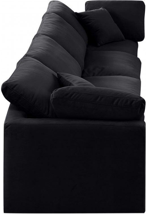 Meridian Furniture Indulge 4-Piece Black Modular Velvet Sofa-3