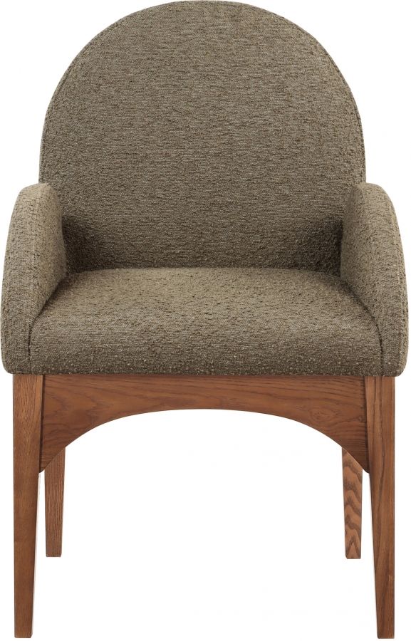 Meridian Furniture Waldorf Olive/Brown Boucle Upholstered Dining Arm Chair-1