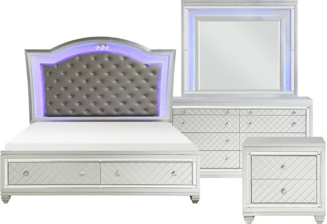 Homelegance® Leesa 4-Piece Silver Queen Platform Bed Set-0