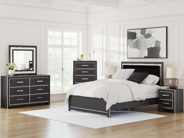 Signature Design by Ashley® Zuraleus Black Upholstered Queen Panel Headboard-2