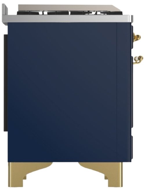Ilve® Majestic III 36" Midnight Blue Pro Style Dual Fuel Liquid Propane Range with 6 Black Brass Burners and Brass Trim-3