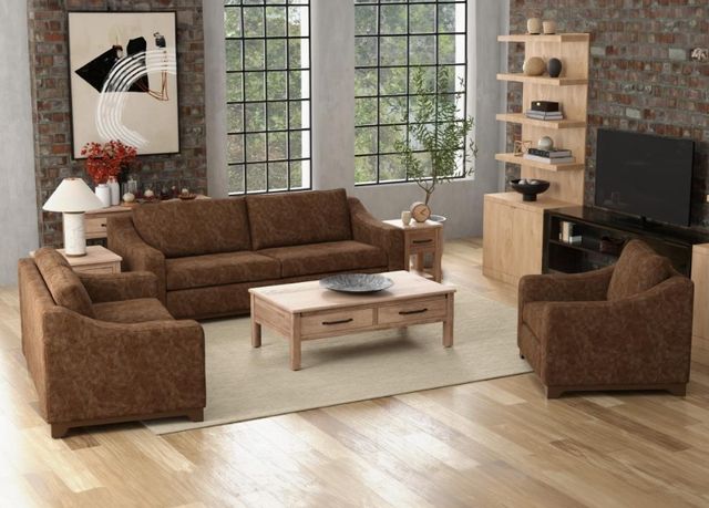 International Furniture Direct Natural Parota Dark Brown Sofa-1
