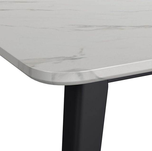 Elements International Marlene White Dining Table with Black Base-2