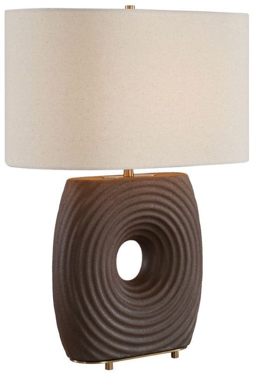 Uttermost® Geno Coffee Espresso Matte Concentric Ribbed Table Lamp-0