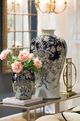 A & B Home Bryn Blue/Gold Porcelain Urn-3
