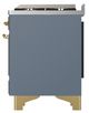 Ilve® Majestic III 40" Blue Gray Pro Style Dual Fuel Liquid Propane Range with Solid Door and Brass Trim-4