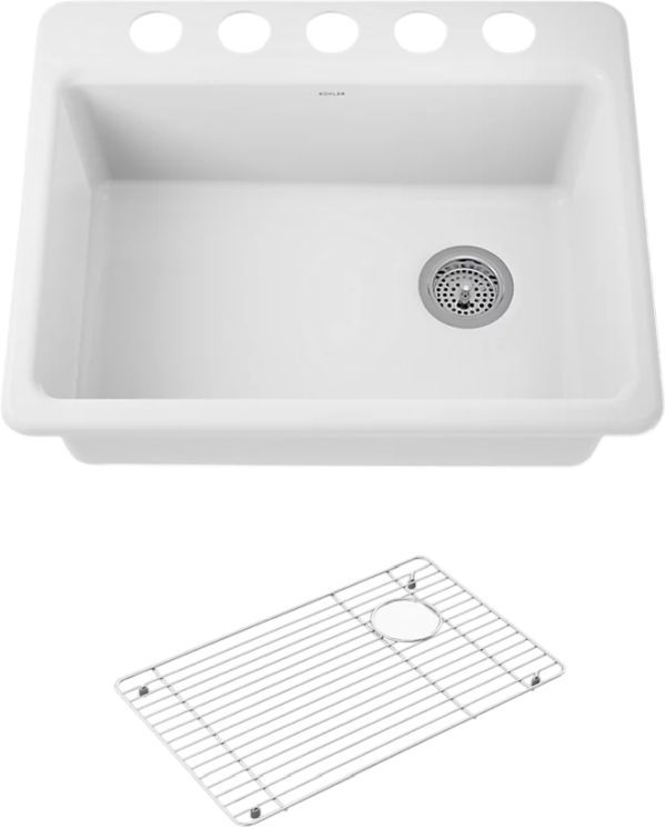KOHLER® Riverby® White 27" Undermount Single-Bowl Kitchen Sink-0