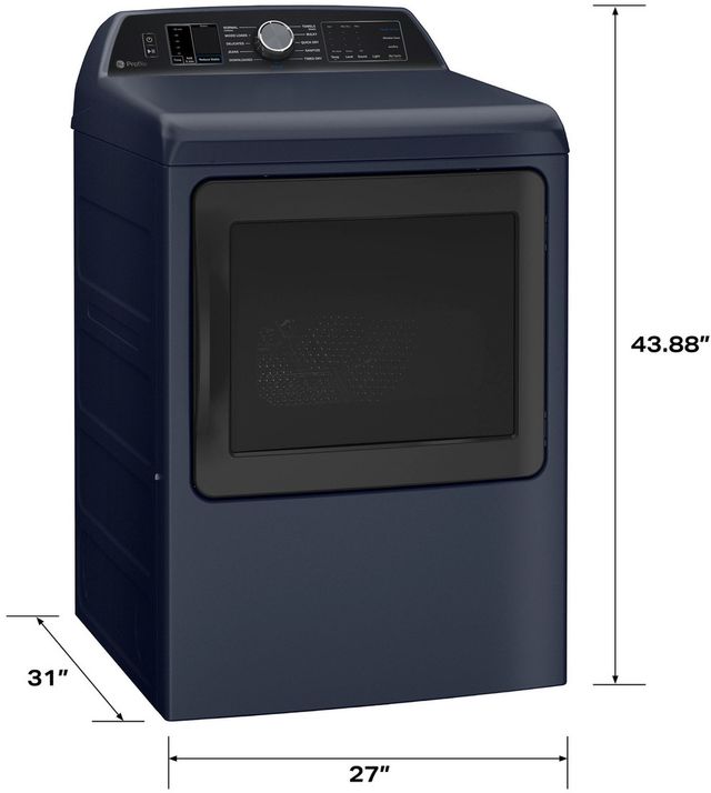 GE Profile™ 7.3 Cu. Ft. Sapphire Blue Front Load Gas Dryer with Steam and Washer Link-2