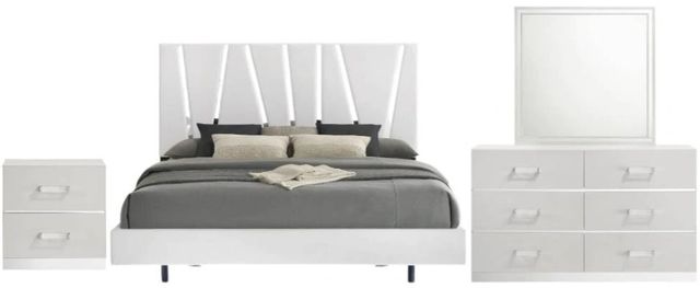 New Classic® Home Furnishings Europa 4-Piece White King Panel Bedroom Set-0