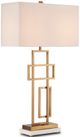 Currey & Company Parallelogram Antique Brass/Off-White Table Lamp-0