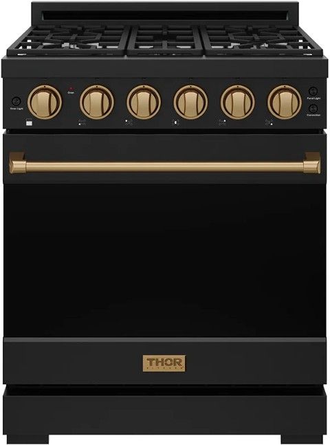 Thor Kitchen Gordon Ramsay Collection 30" Black Pro Style Gas Range with Precision Knob Control and Bronze Trim-0