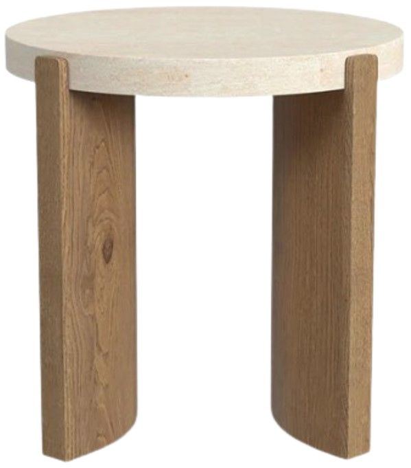 Flexsteel® Eclipse White Round End Table with Brown Base-3
