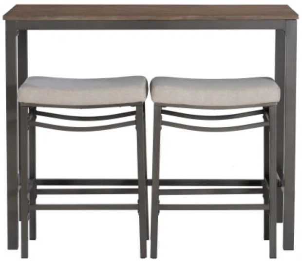 Linon Betty 3-Piece Pewter Dining Table Set-3