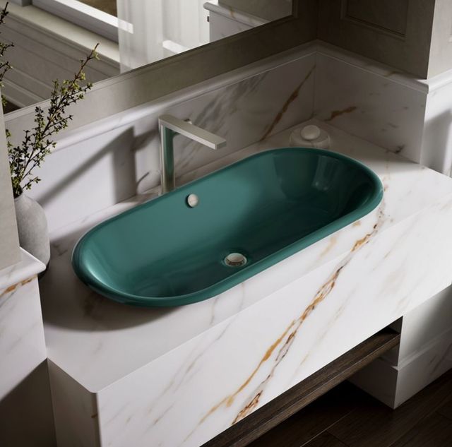 Kohler Iron Plains® Teal 33" Oval Drop-In/Undermount/Vessel Bathroom Sink-2