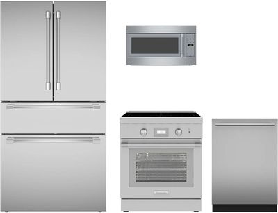 Thermador® 4 Piece Stainless Steel Kitchen Package Front view of the Thermador® 4 Piece Stainless Steel Kitchen Package