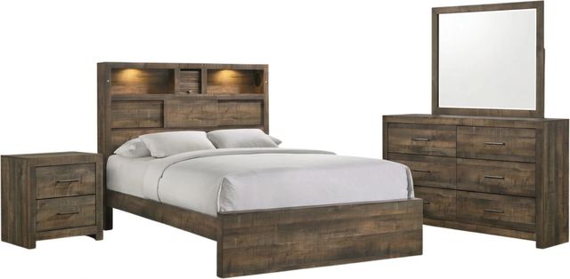 Elements International Bailey 4-Piece Warm Walnut Youth Queen Panel Bedroom Set-0