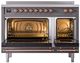 Ilve® Nostalgie II Series 48" Graphite Matte Pro Style Induction Range with Cooper Trim-1