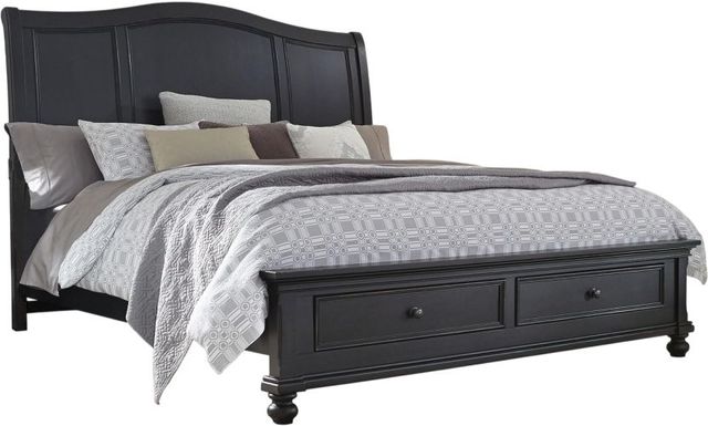 aspenhome® Oxford Black California King Sleigh Storage Bed-0