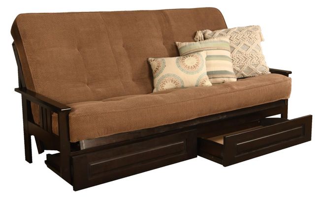 Kodiak Furniture Monterey Marmont Mocha/Espresso Queen Storage Futon with Mattress -0