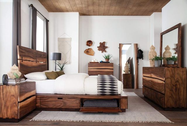 Coaster® Winslow 4-Piece Coffee Bean/Smokey Walnut Queen Storage Panel Bedroom Set-1
