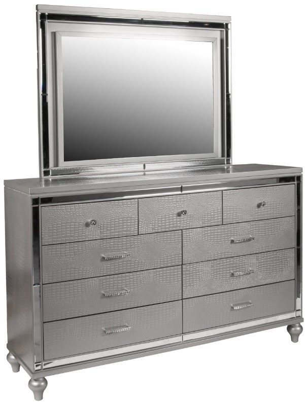 New Classic® Home Furnishings Valentino 4-Piece Silver King Panel Bedroom Set-3