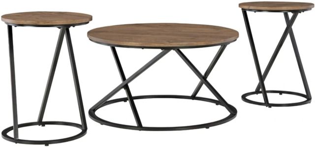 Signature Design by Ashley® Cassbryn 3-Piece Brown Occasional Table Set with Black Base-0
