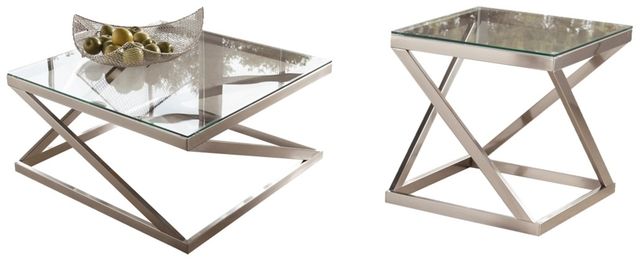 Signature Design by Ashley® Coylin 2-Piece Brushed Nickel Finish Living Room Tables Set-0
