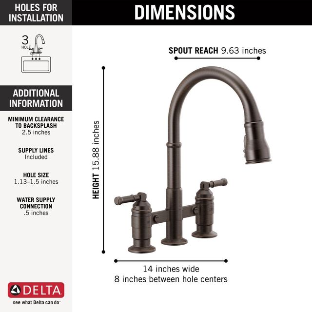 Delta Broderick® Venetian Bronze Two Handle Kitchen Faucet -4