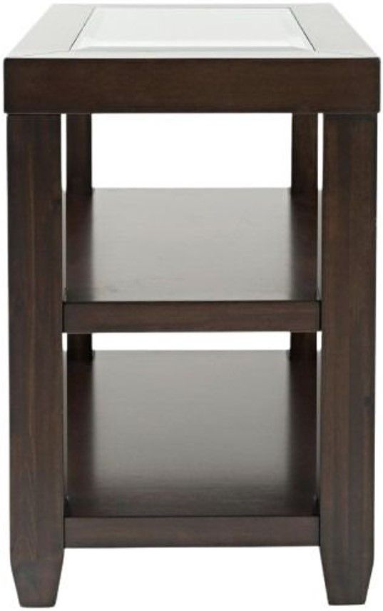 Jofran Inc. Urban Icon Glass Top Chairside Table with Merlot Base-2