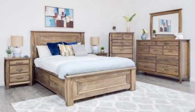 Mako Wood Furniture Tofino Brown Queen Storage Panel Bed-1