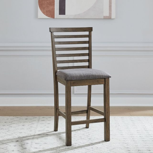 Liberty Furniture Brook Bay Gray/Sandstone Upholstered Ladder Back Counter Chair-1