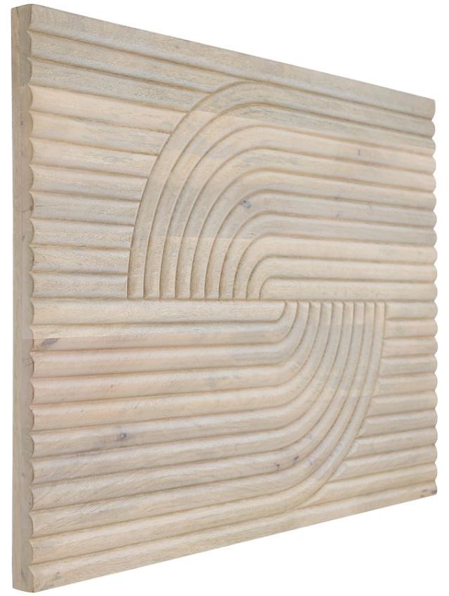 Moe's Home Collection Knott White Washed Carved Wood Wall Art-3