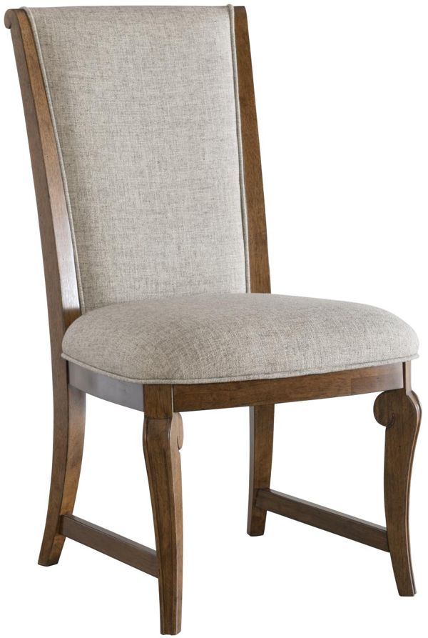 Legacy Classic Echelon Heritage Walnut Parquet Back Upholstered Dining Side Chair-0