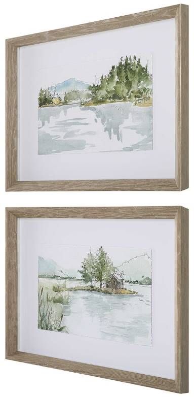 Uttermost® Serene 2-Piece Lake Framed Prints Set-3