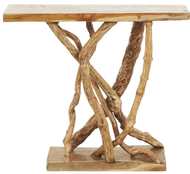 Deco Marche Brown Tree Branch Teak Console Table-2
