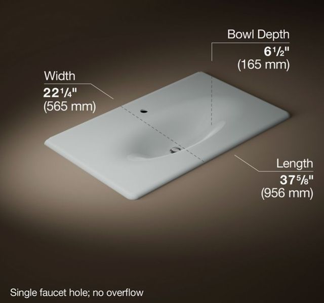 Kohler Iron/Impressions® Ice Grey 37" Enameled Cast Iron Vanity Top with Integrated Oval Sink-2