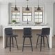 Armen Living Vienna 4-Piece Black Brushed/Black Swivel Barstool Set-4