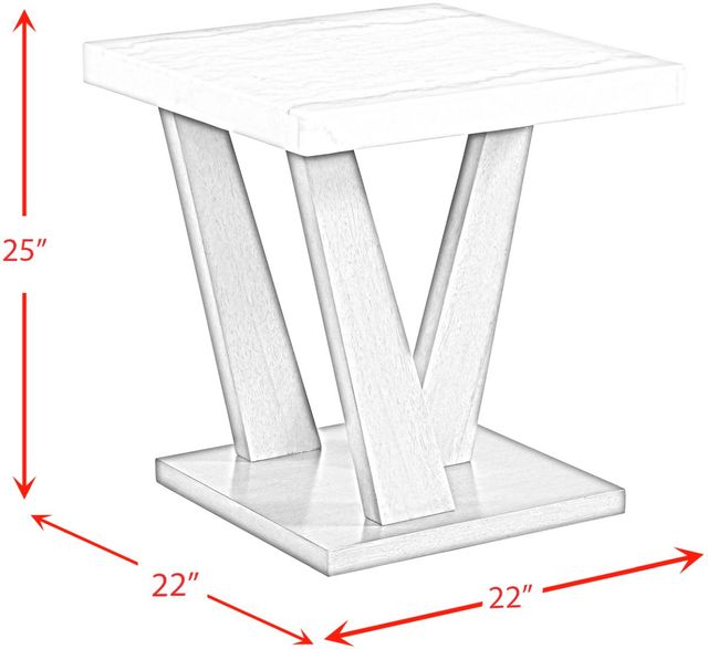 Elements International Greta White End Table with Gray Base-2