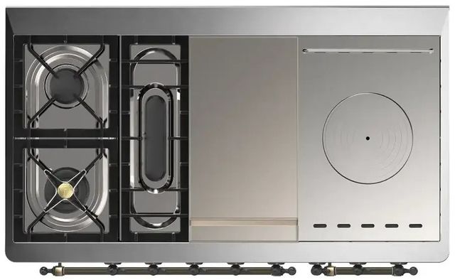 Ilve® Majestic III 48" Custom Pro Style Dual Fuel Natural Gas Range with French Top and Burnished Trim-2