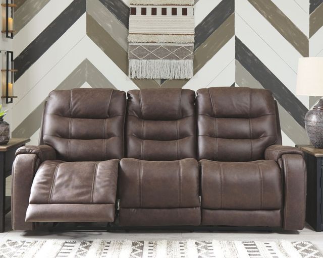 Signature Design by Ashley® Yacolt Walnut Power Recliner Sofa with Adjustable Headrest-4