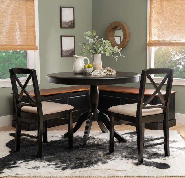 Linon Norah 4-Piece Black/Walnut Dining Nook Set-1