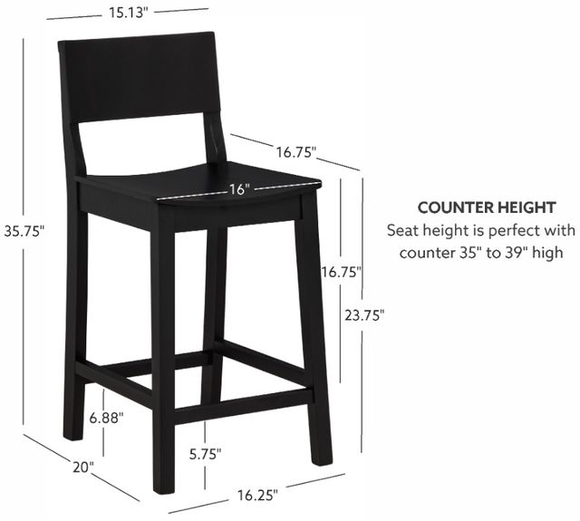 Linon Kentucky 2-Piece Black Counter Stool Set-2