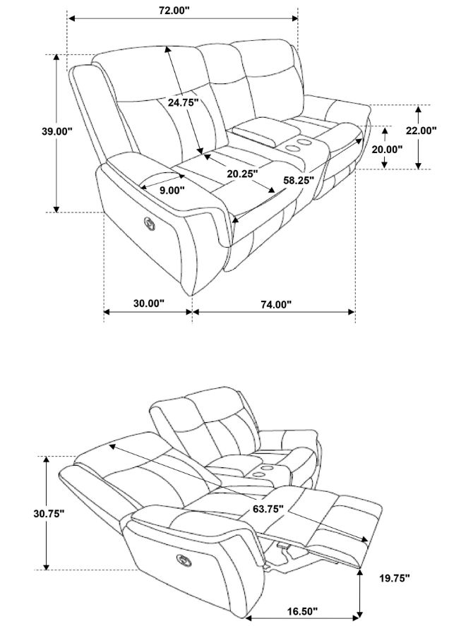 Coaster® Lawrence 2-Piece Charcoal Manual Reclining Living Room Set-3
