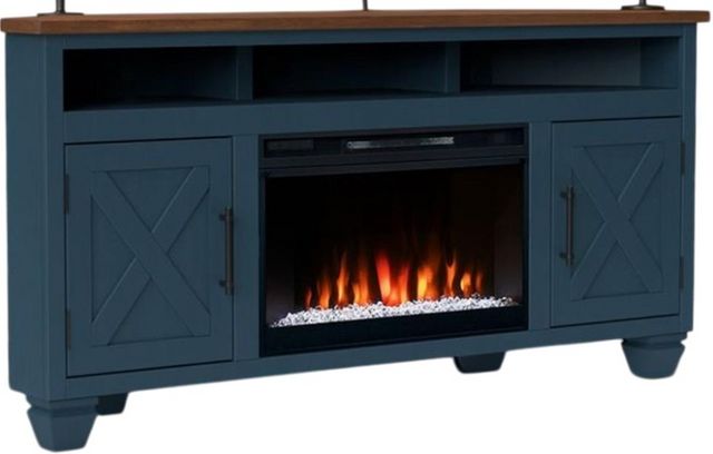 Legends Home Real Cozy Liberty Denim Blue 64" Fireplace Console