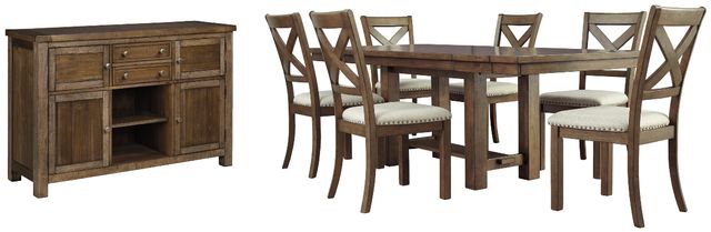 Signature Design by Ashley® Moriville 8-Piece Grayish Brown Dining Set-0
