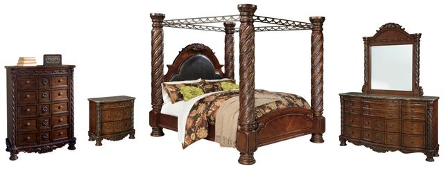 Millennium® by Ashley® North Shore 5-Piece Dark Brown King Poster Bed Set-0