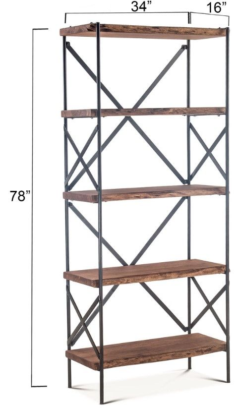 Home Trends & Design Organic Forge Antique Zinc/Raw Walnut Bookshelf-2