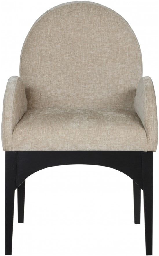 Meridian Furniture Waldorf Beige/Black Chenille Upholstered Dining Arm Chair-1