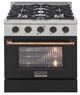 Kucht Professional KNG Series 30" Stainless Steel Pro Style Natural Gas Range with Black Door and Gold Handle-0